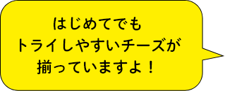 はじめてでもトライしやすいチーズが揃っていますよ！