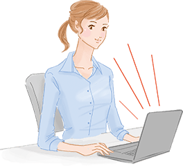 パソコンを触る女性のイラスト