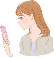 スマートフォンを見ている女性のイラスト