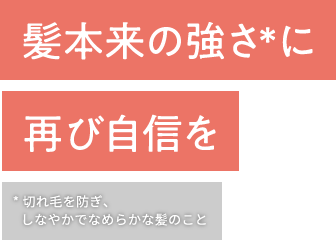 髪本来の強さ*に再び自信を *切れ毛を防ぎ、しなやかでなめらかな髪のこと