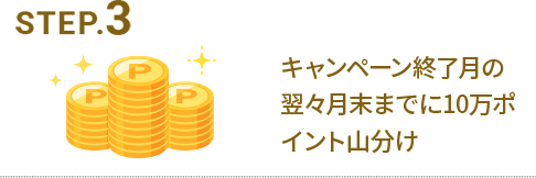 キャンペーン終了月の翌々月末までに10万ポイント山分け 