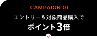 CAMPAIGN 01／エントリー＆対象商品購入で／ポイント3倍